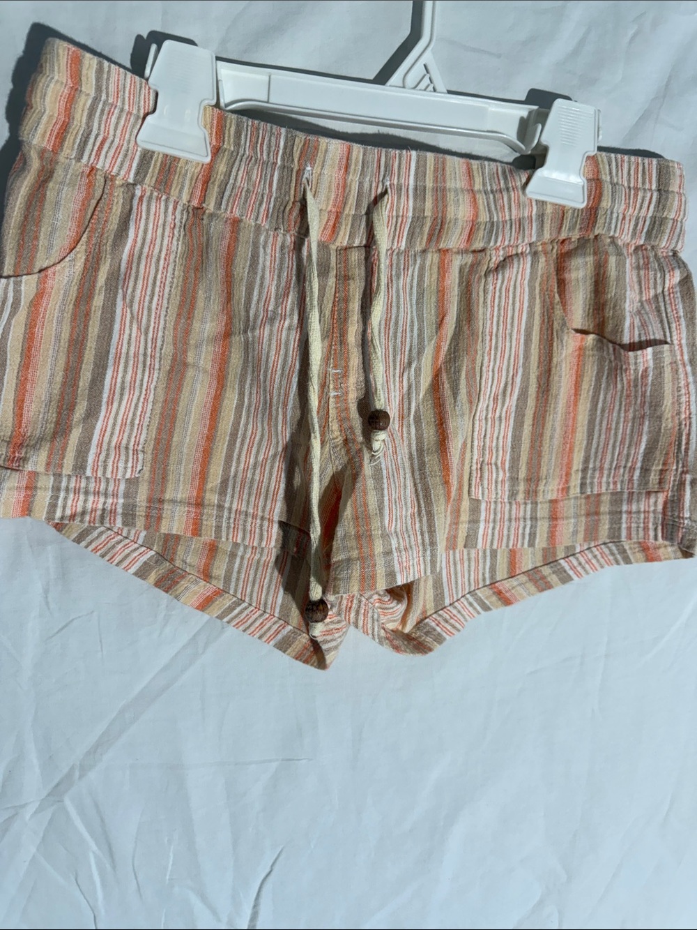 Rip Curl Striped Lightweight Button-Front Linen Blend Shorts